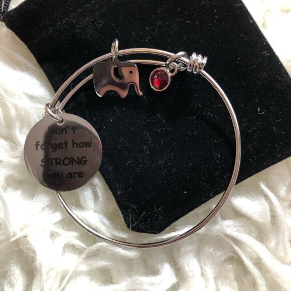 Inspirational Elephant Pendant Charm Wire Aesthetics Bangles Stainless Steel - Picture 5 of 7